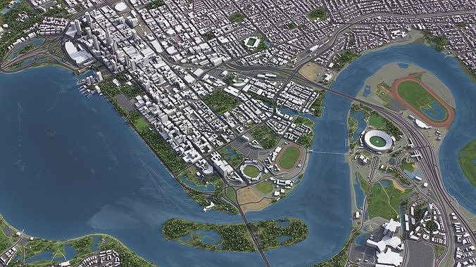 Perth - 3D City Model Low-poly 3D model 7