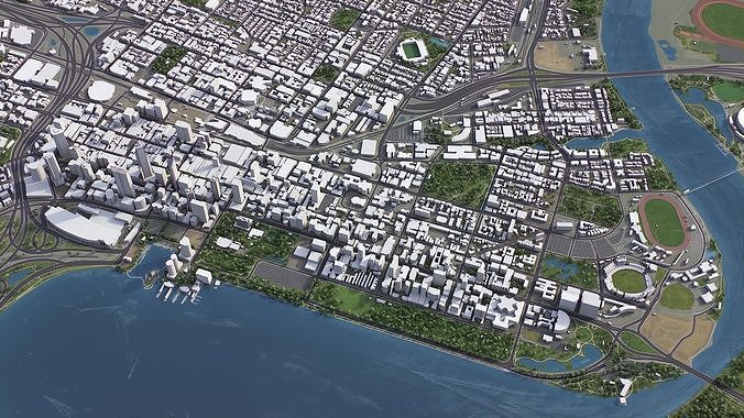 Perth - 3D City Model Low-poly 3D model 3