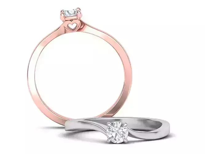 Bypass Heart style Solitaire Ring Own design  3D print model