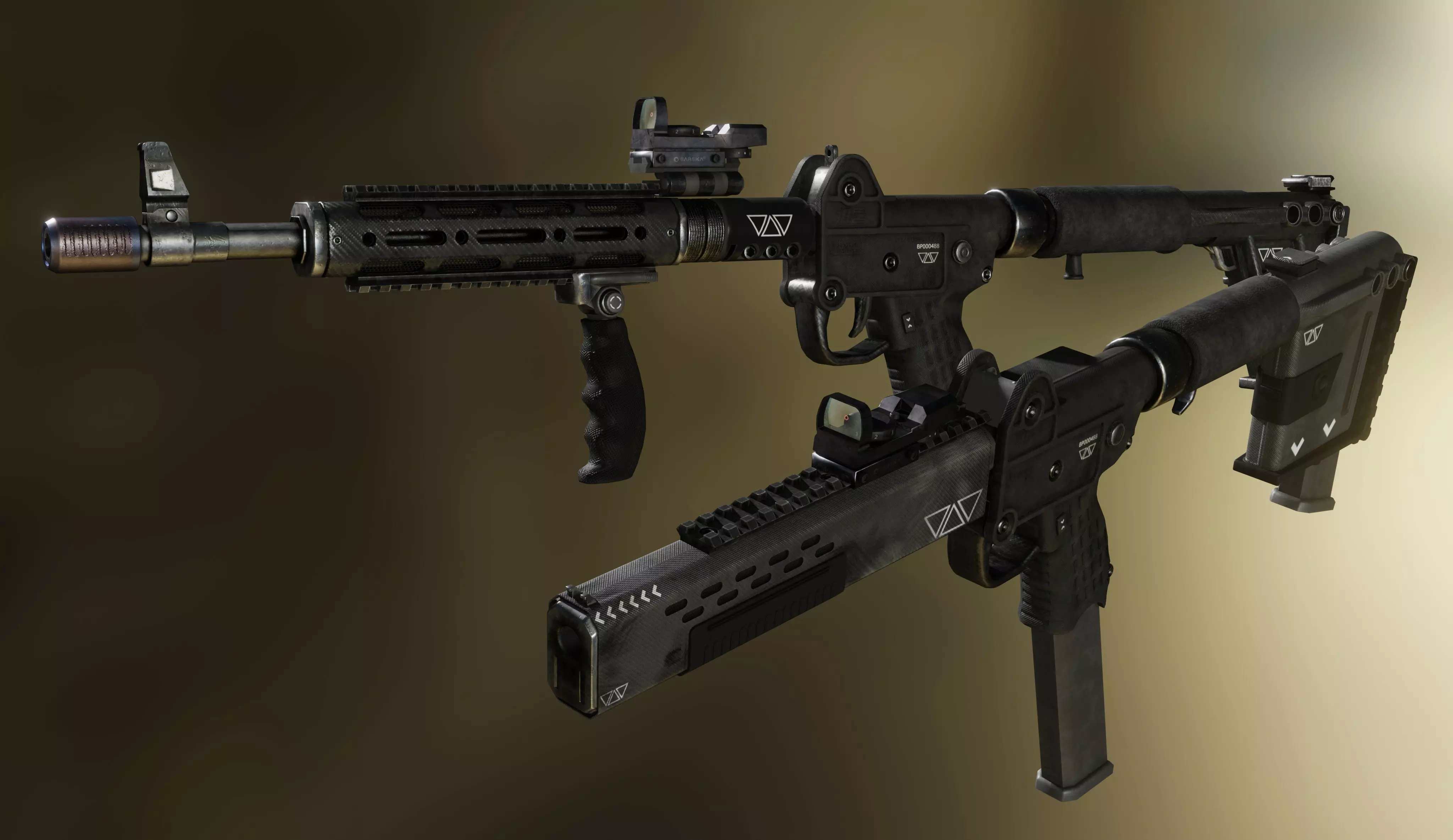KelTec Sub2000  - Tris - Two variants Low-poly 3D model_0