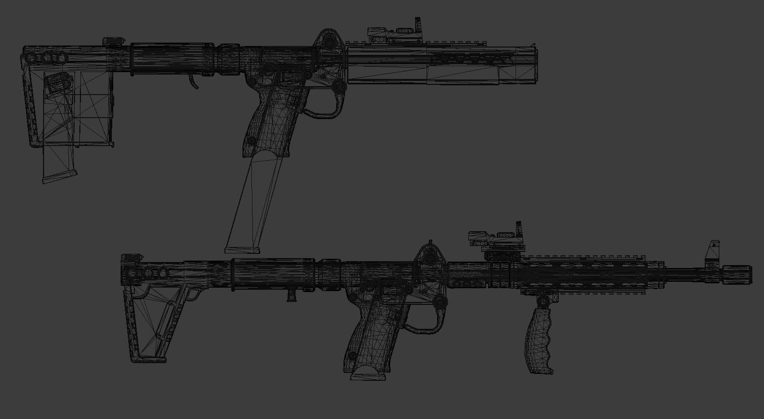 KelTec Sub2000  - Tris - Two variants Low-poly 3D model_14