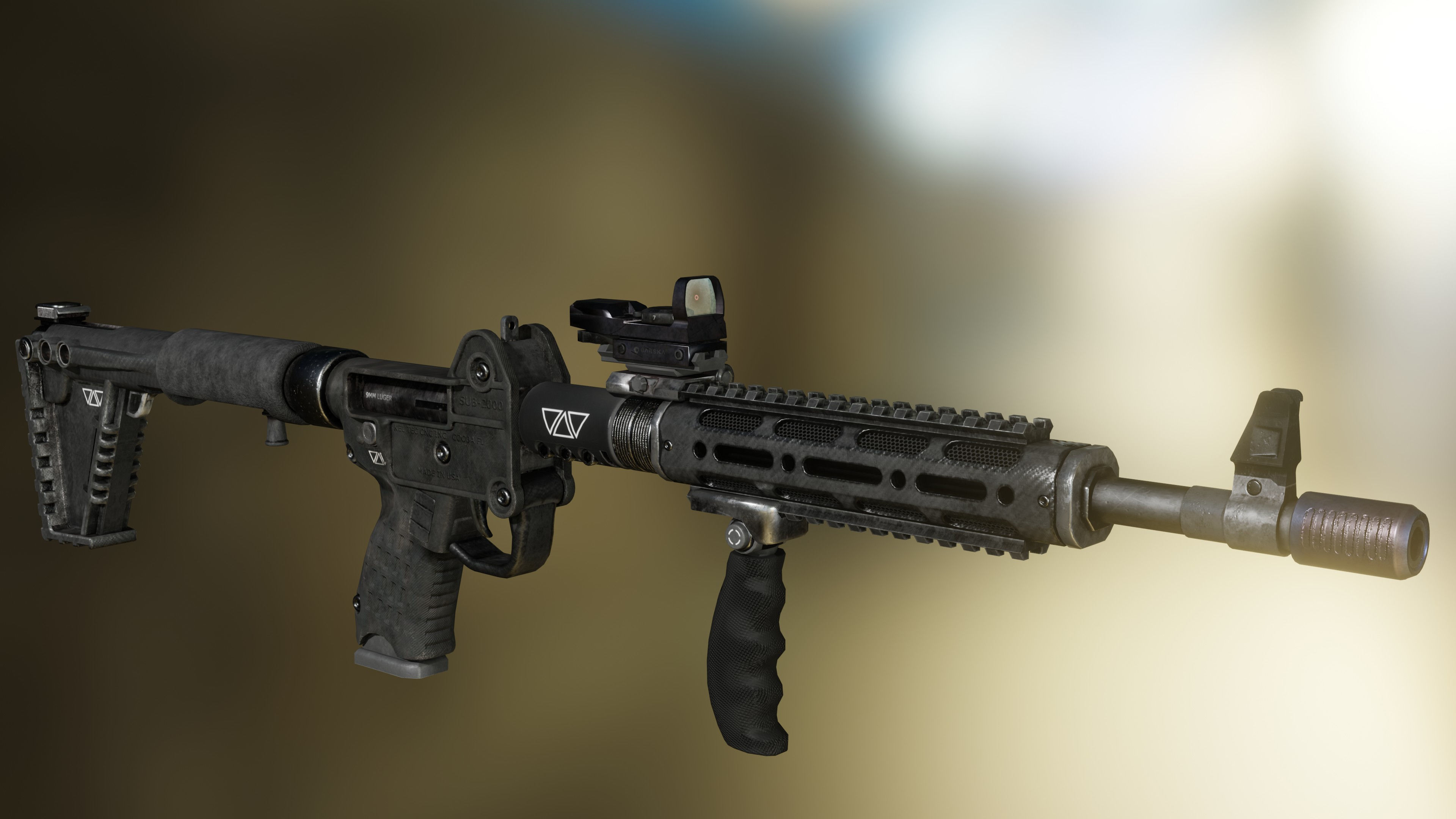 KelTec Sub2000  - Tris - Two variants Low-poly 3D model_4