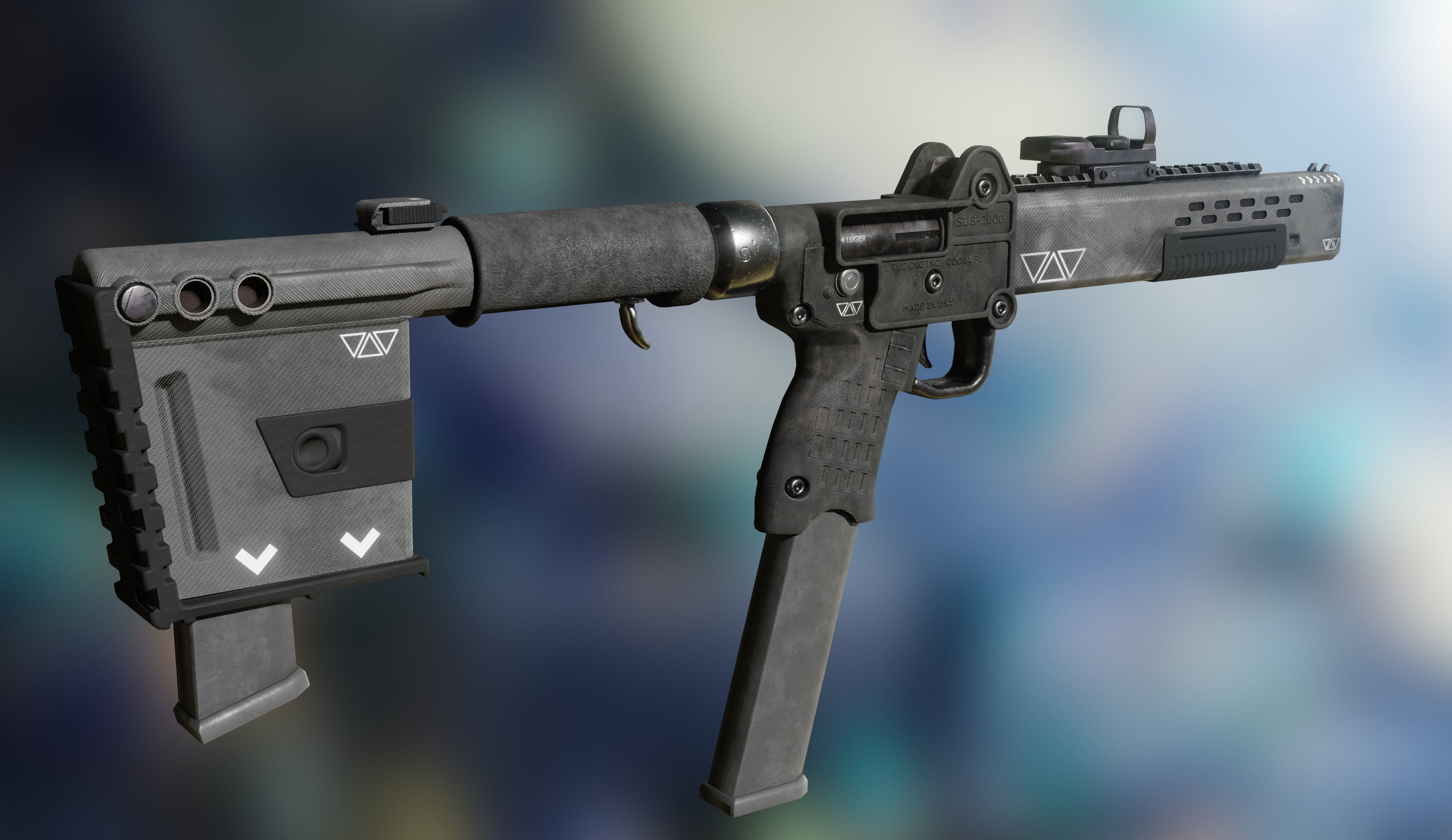 KelTec Sub2000  - Tris - Two variants Low-poly 3D model_3