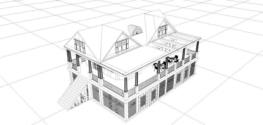 house 8 with deck and stairs Low-poly 3D model_8