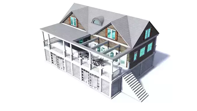 house 8 with deck and stairs Low-poly 3D model house 8 with deck and stairs Low-poly 3D model