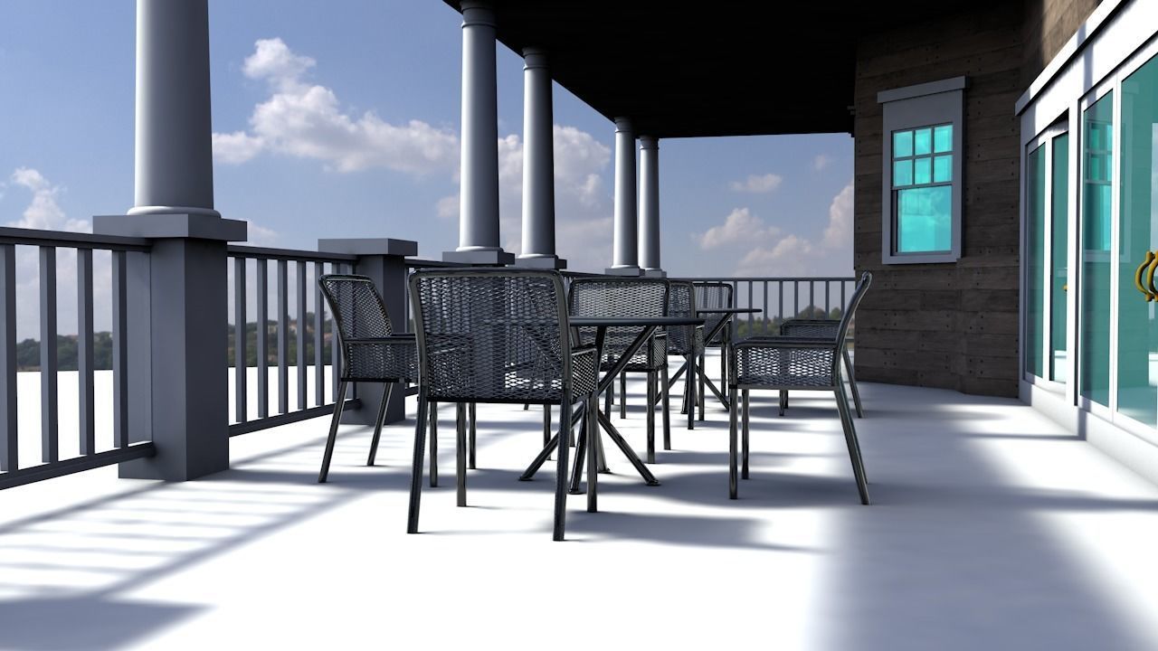house 8 with deck and stairs Low-poly 3D model_5