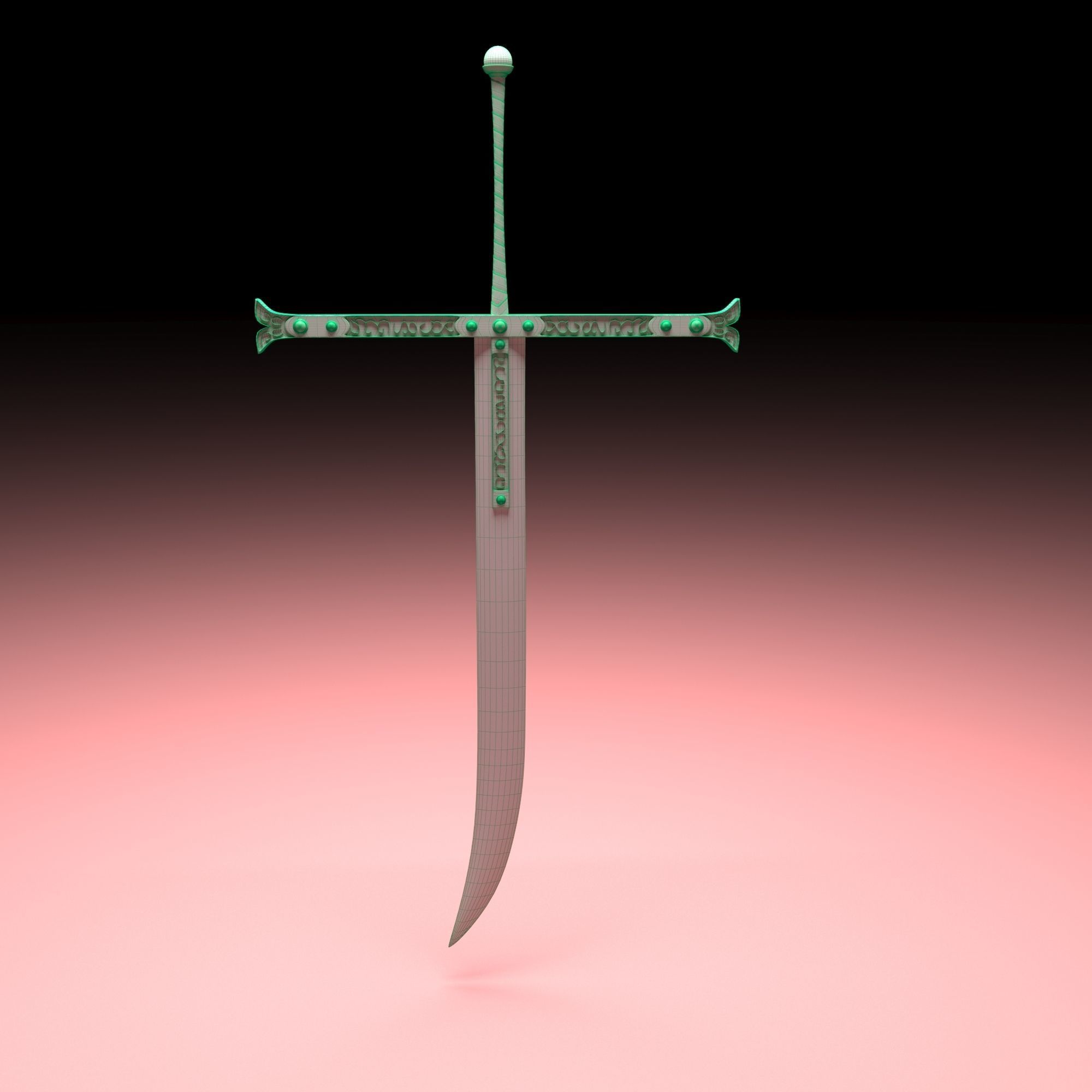 One Piece Mihawk blacksword Yoru 3D model_5