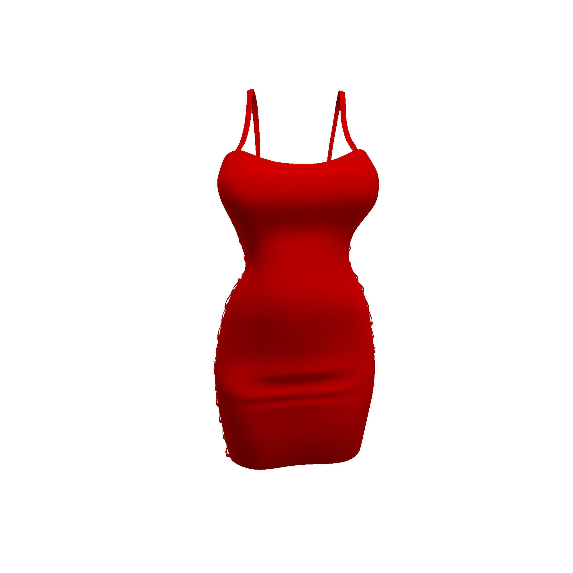 Women Red Dress Low-poly 3D model_2