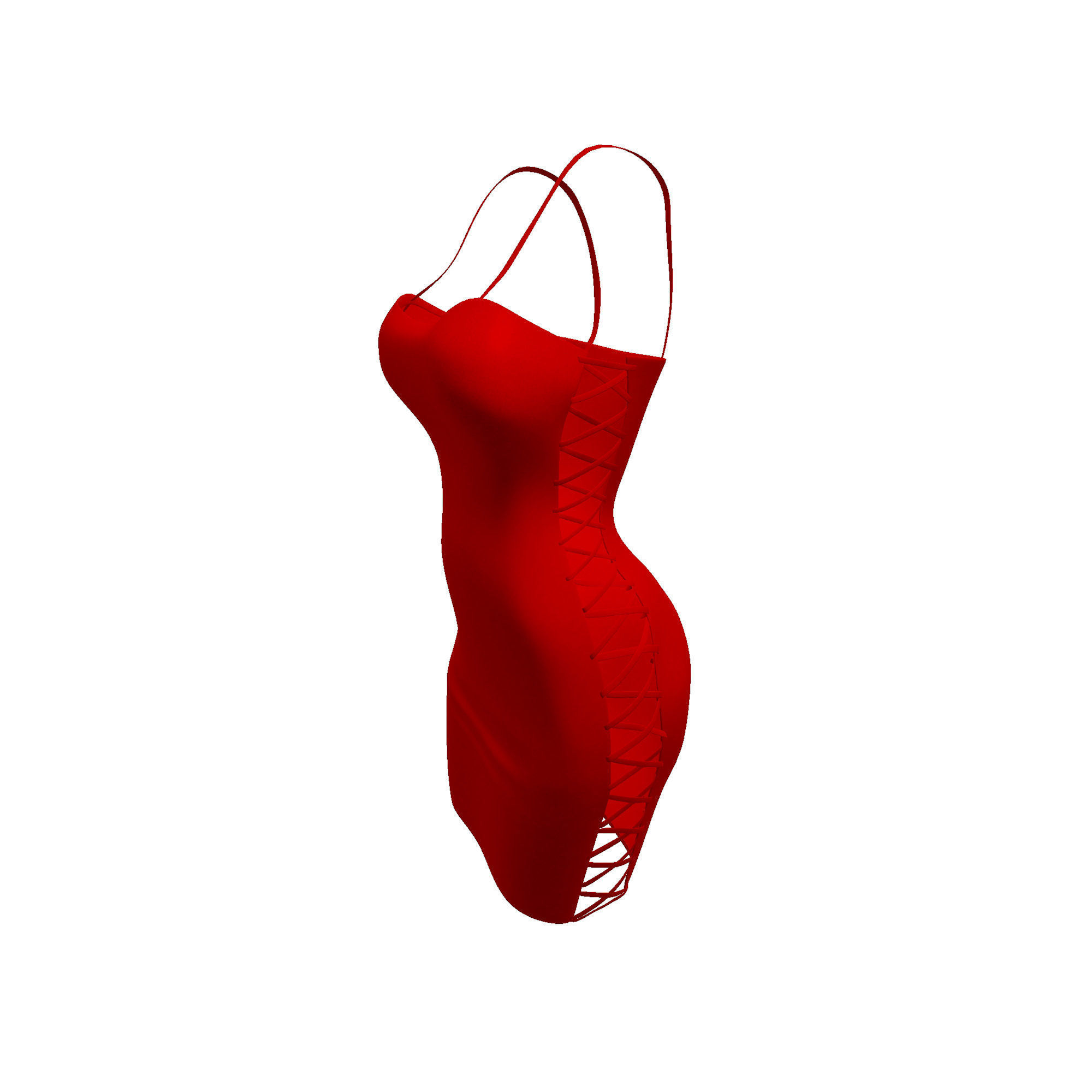 Women Red Dress Low-poly 3D model_3