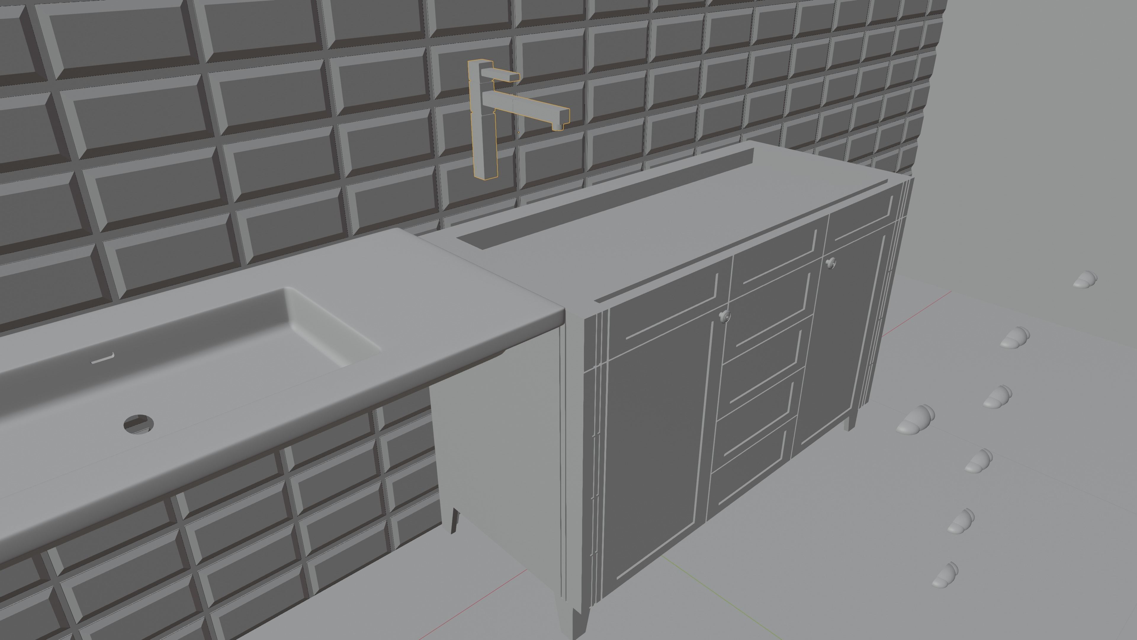 Washbasin Cabinet Free 3D model_2