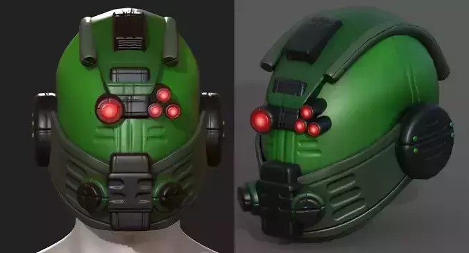 Helmet scifi military combat 3d model low 