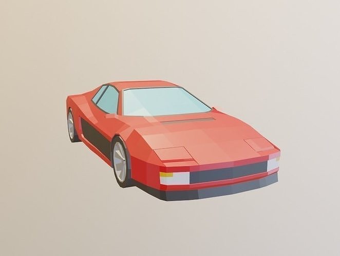 Ferrari Testarossa Low-poly Free low-poly 3D model