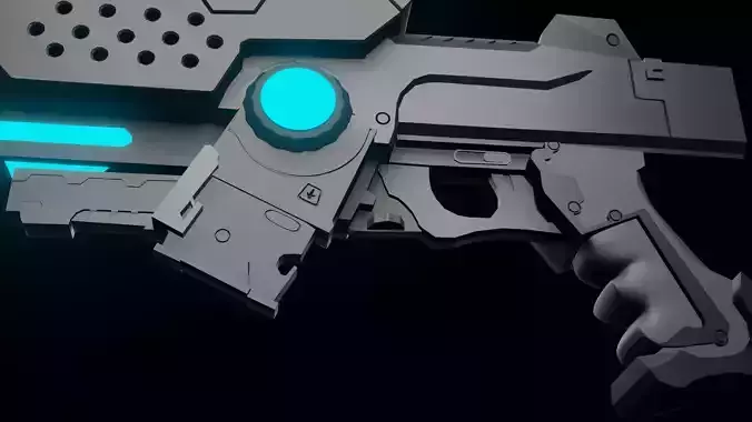 Low-poly fully rigged sci-fi gun