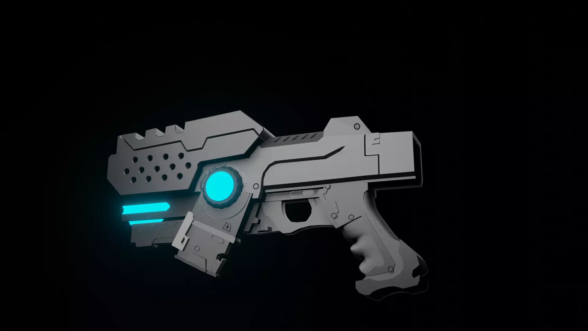 Low-poly fully rigged sci-fi gun Low-poly 3D model
