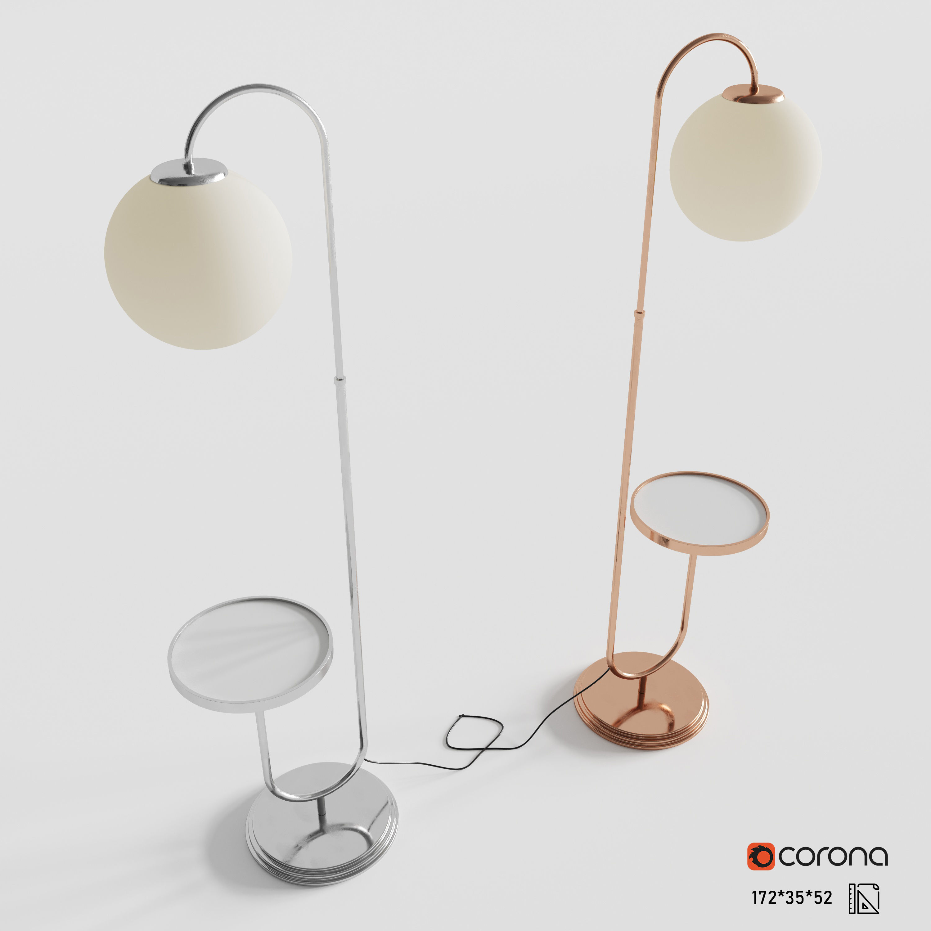 Bauhaus Chromed Floor Lamp Free 3D model_1