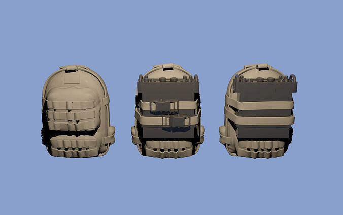 Military backpacks with radio 3D print model
