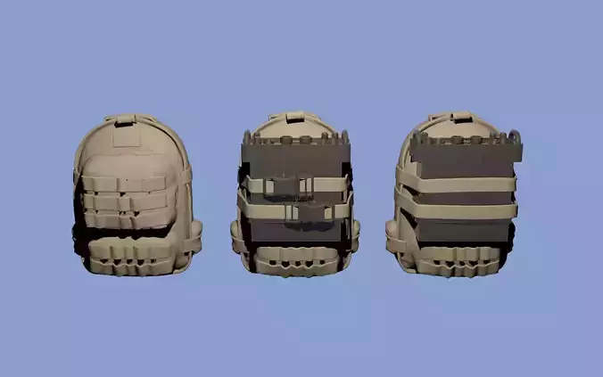 Military backpacks with radio 3D print model
