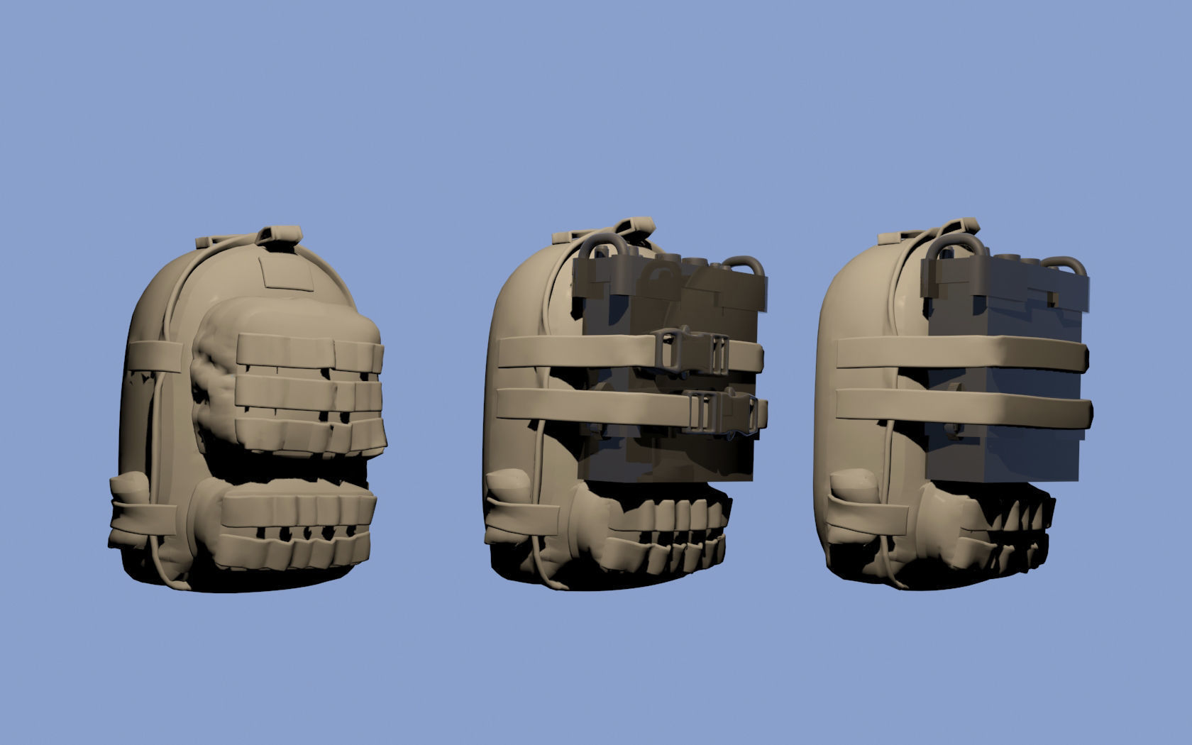 Military backpacks with radio 3D print model_1