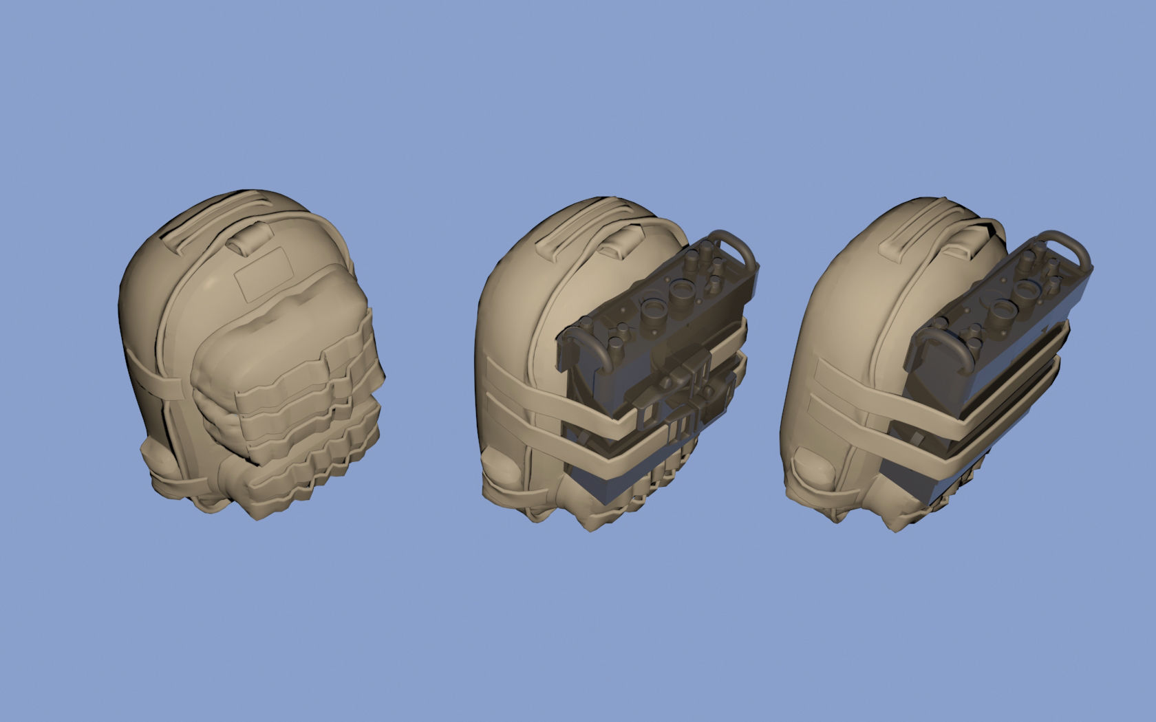 Military backpacks with radio 3D print model_2