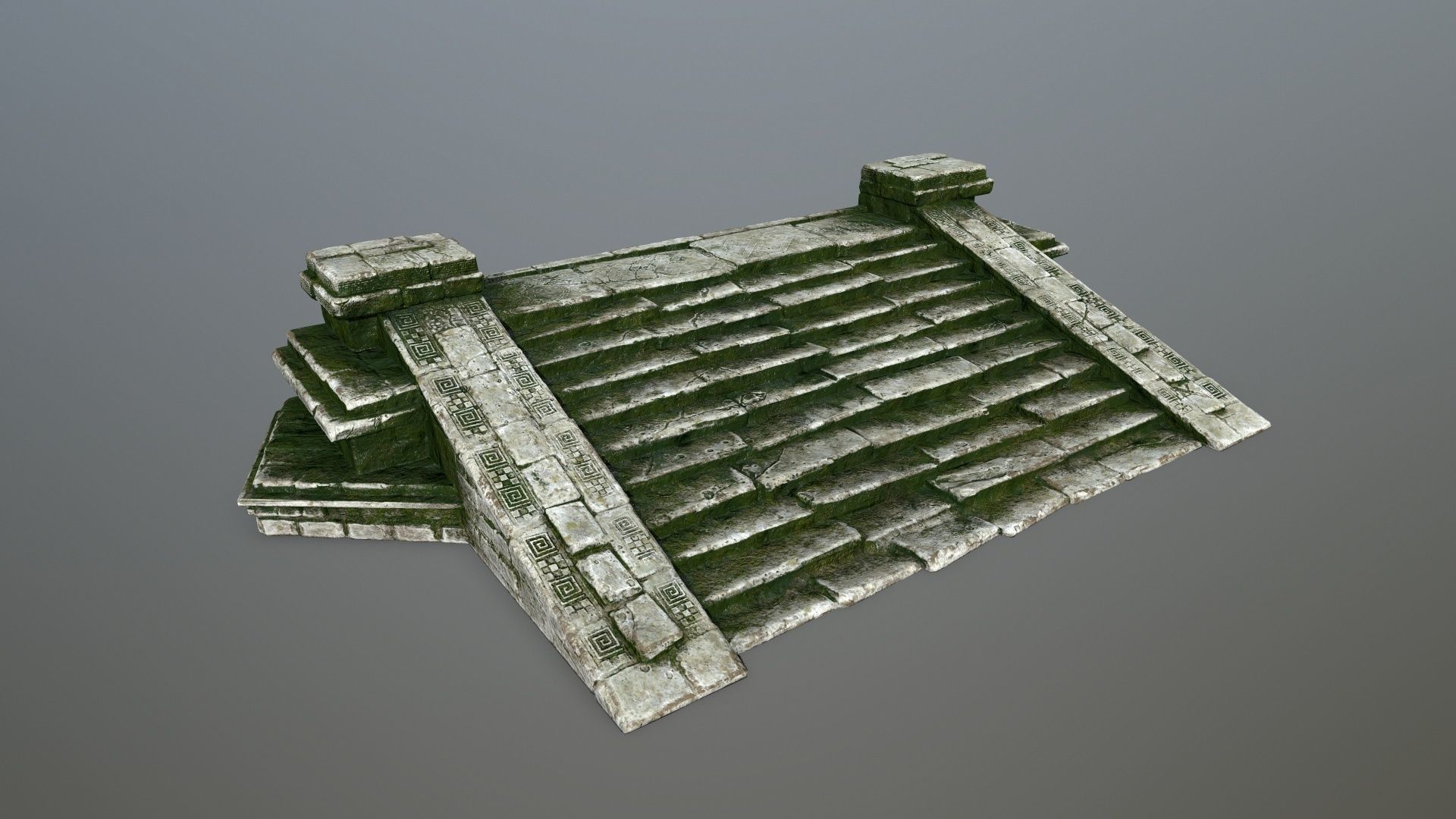 stair 1 stone roof Low-poly 3D model_1