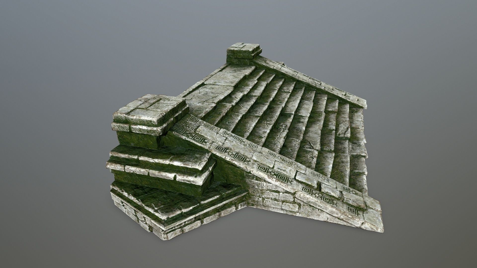 stair 1 stone roof Low-poly 3D model_2
