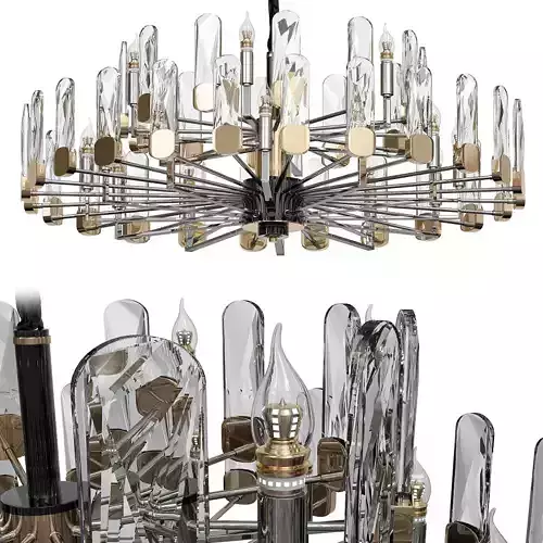 candela circular wall clock with metal rods 3D model