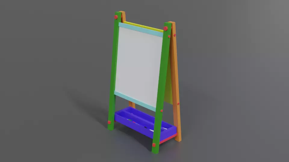 Low Poly Cartoon Kids Drawing and Writing Board Low-poly 3D model