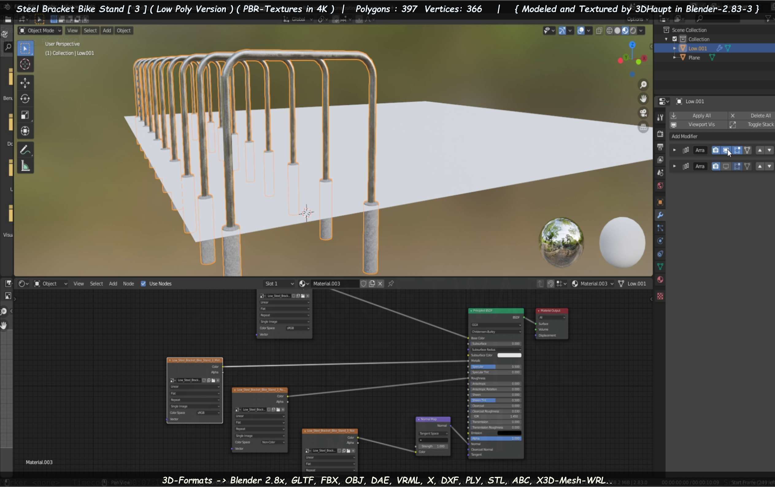 Steel Bracket Bike Stand -3- Low-Poly Version Low-poly 3D model_88