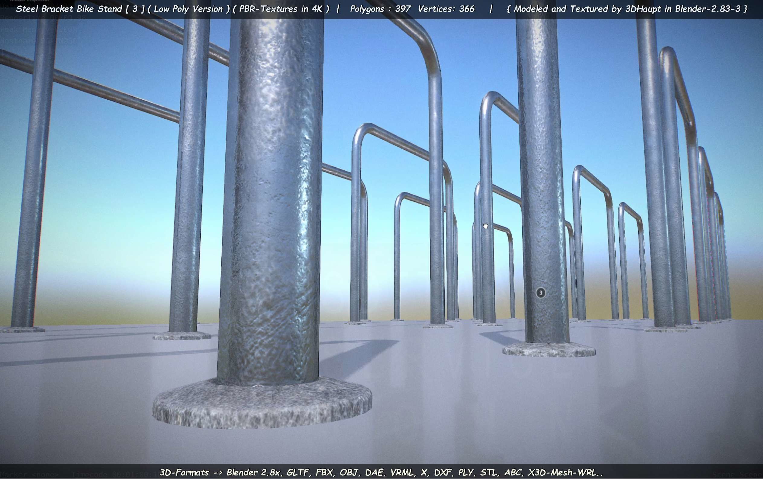 Steel Bracket Bike Stand -3- Low-Poly Version Low-poly 3D model_71