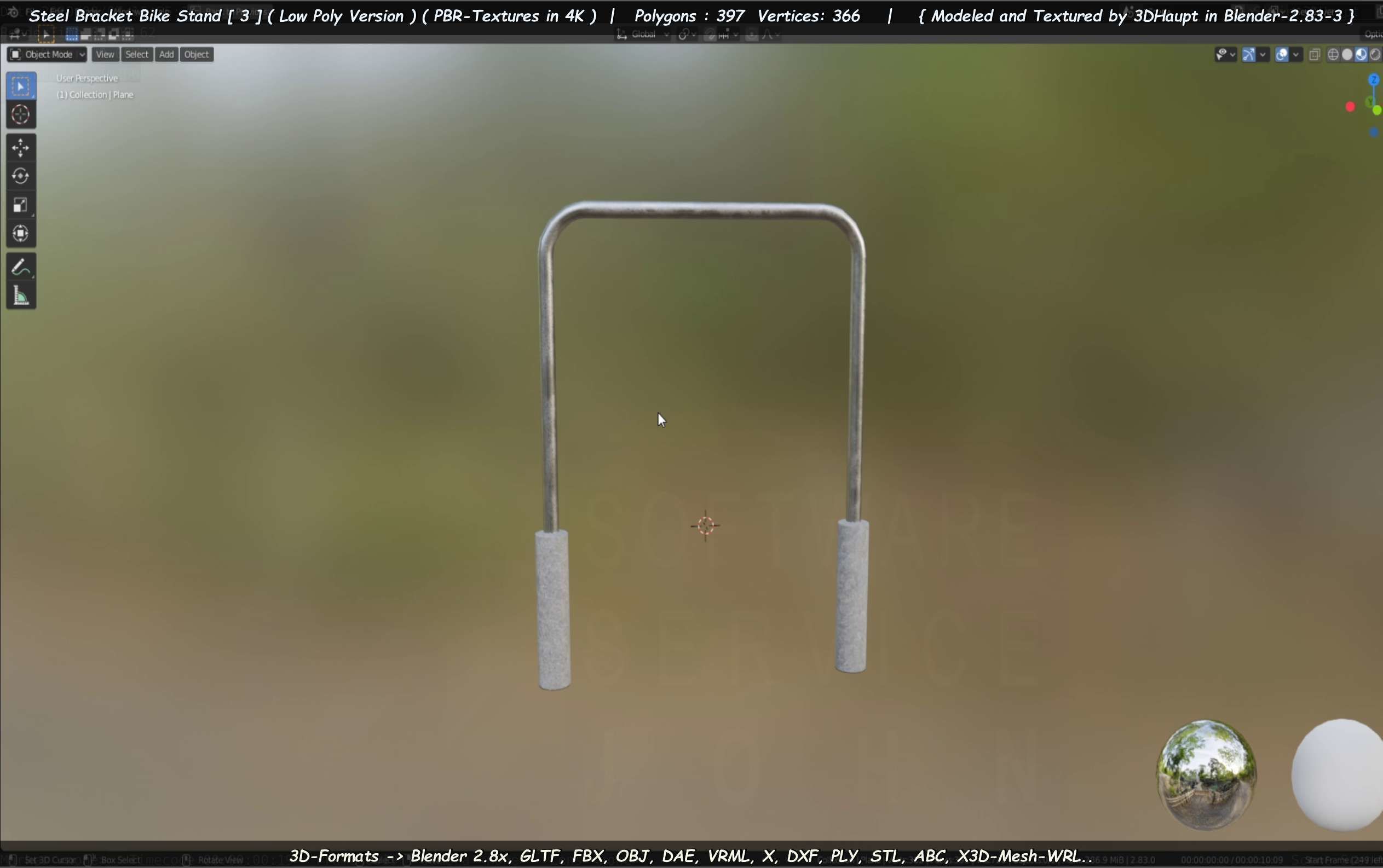 Steel Bracket Bike Stand -3- Low-Poly Version Low-poly 3D model_77