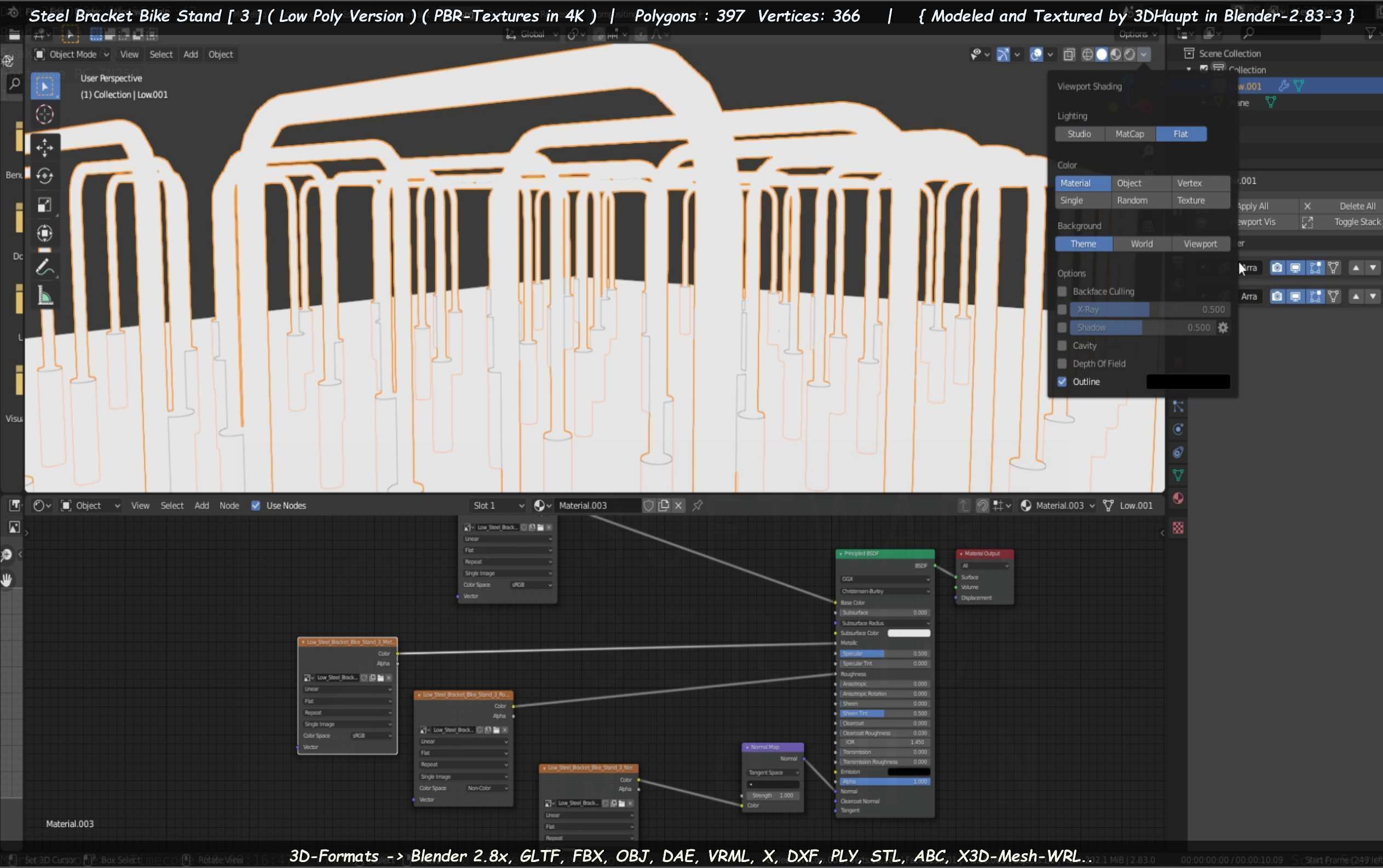 Steel Bracket Bike Stand -3- Low-Poly Version Low-poly 3D model_40