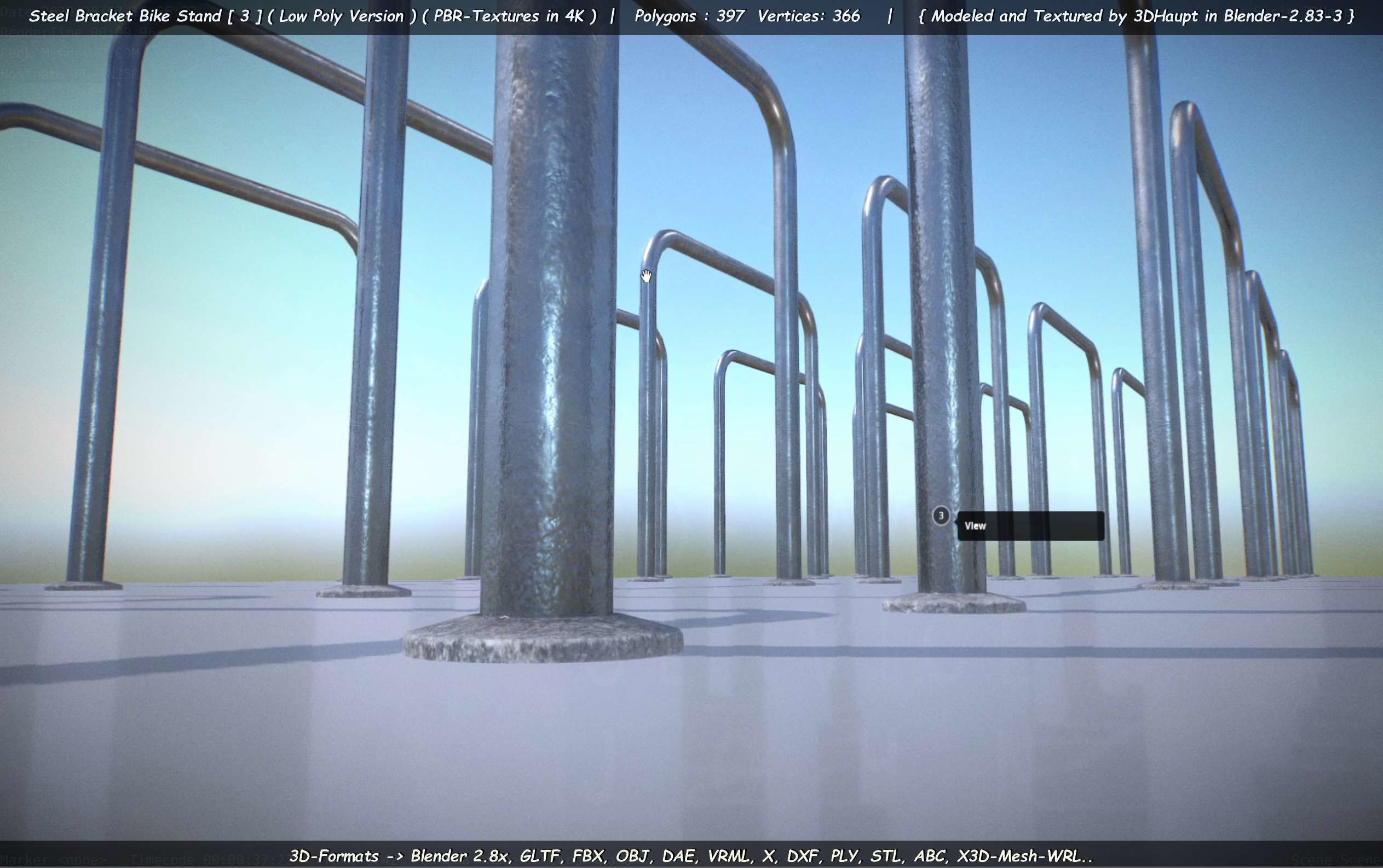 Steel Bracket Bike Stand -3- Low-Poly Version Low-poly 3D model_59