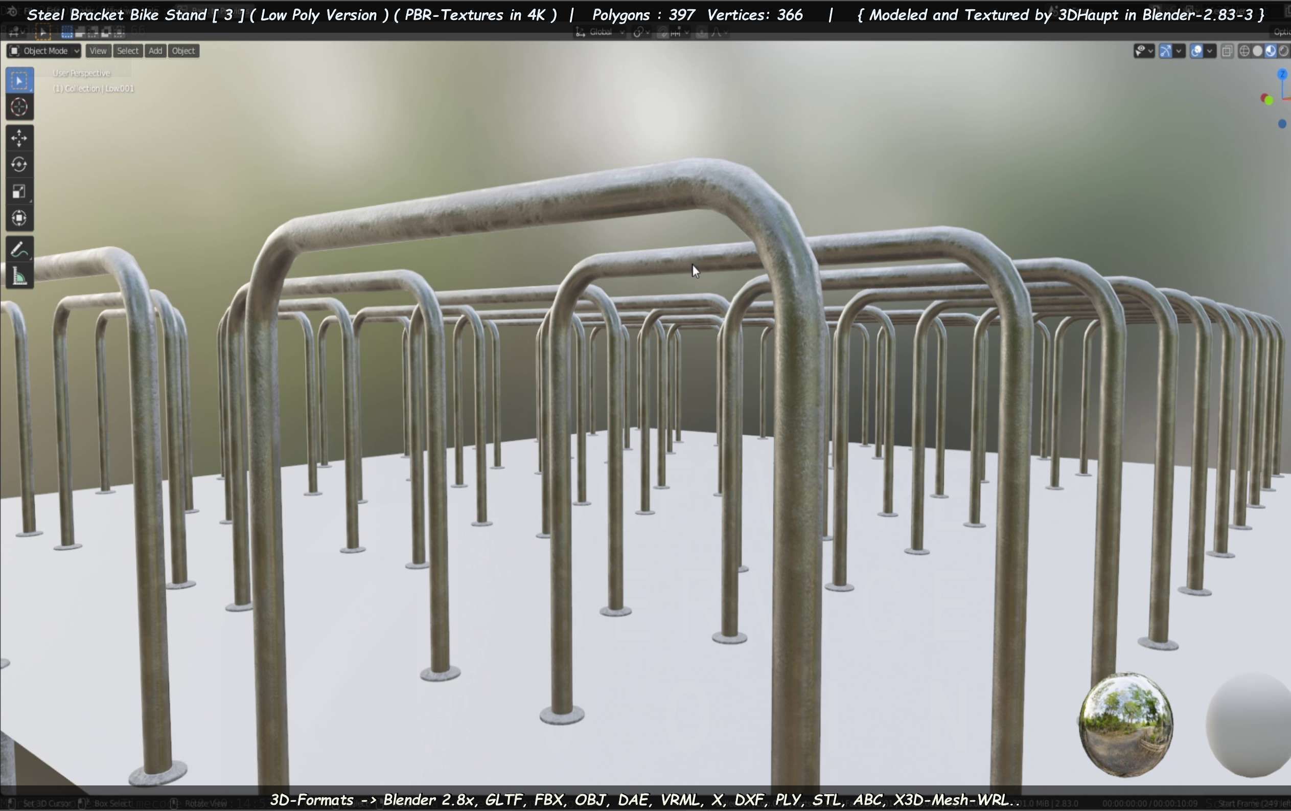 Steel Bracket Bike Stand -3- Low-Poly Version Low-poly 3D model_110