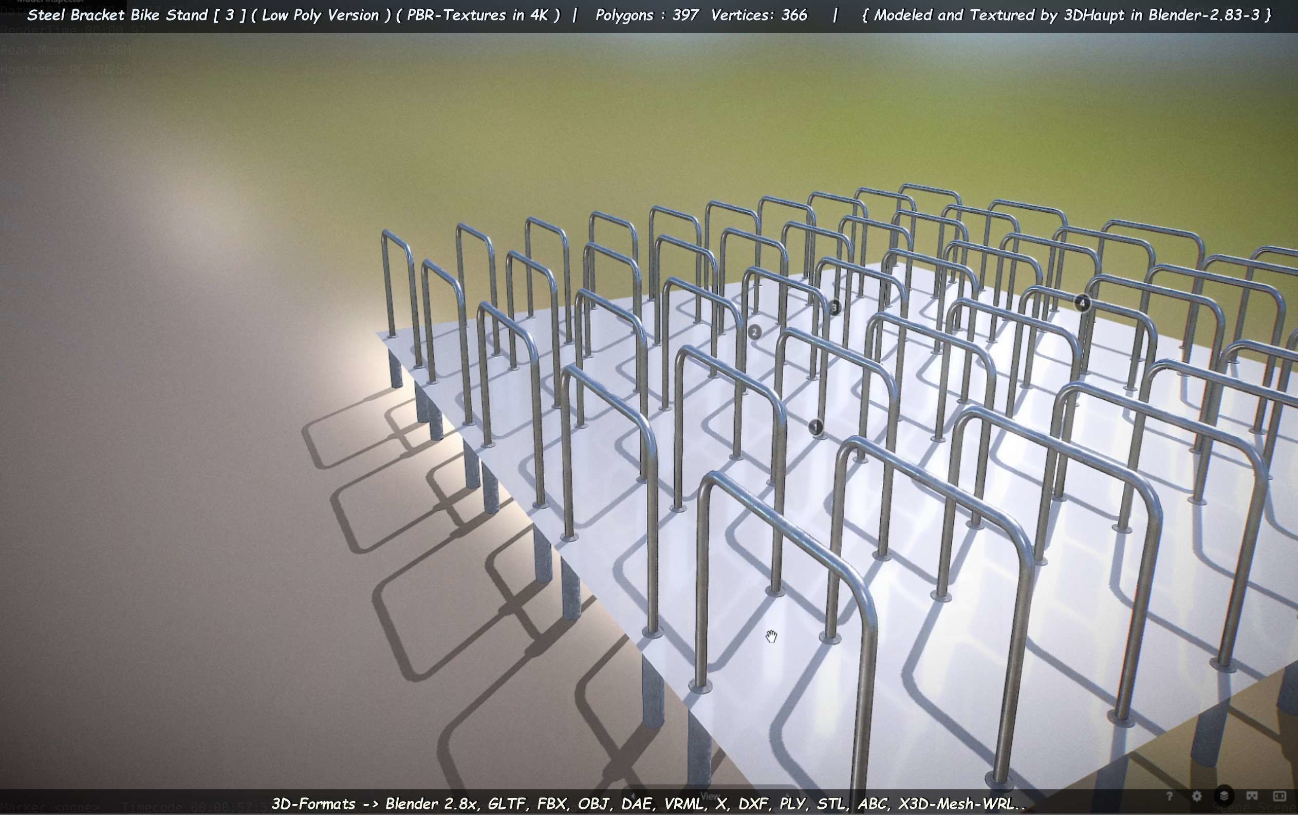 Steel Bracket Bike Stand -3- Low-Poly Version Low-poly 3D model_63