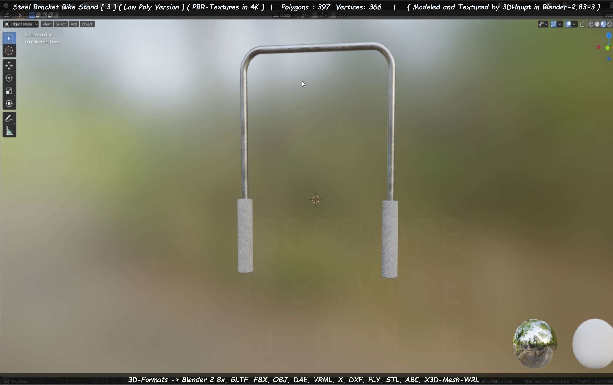 Steel Bracket Bike Stand -3- Low-Poly Version Low-poly 3D model_39