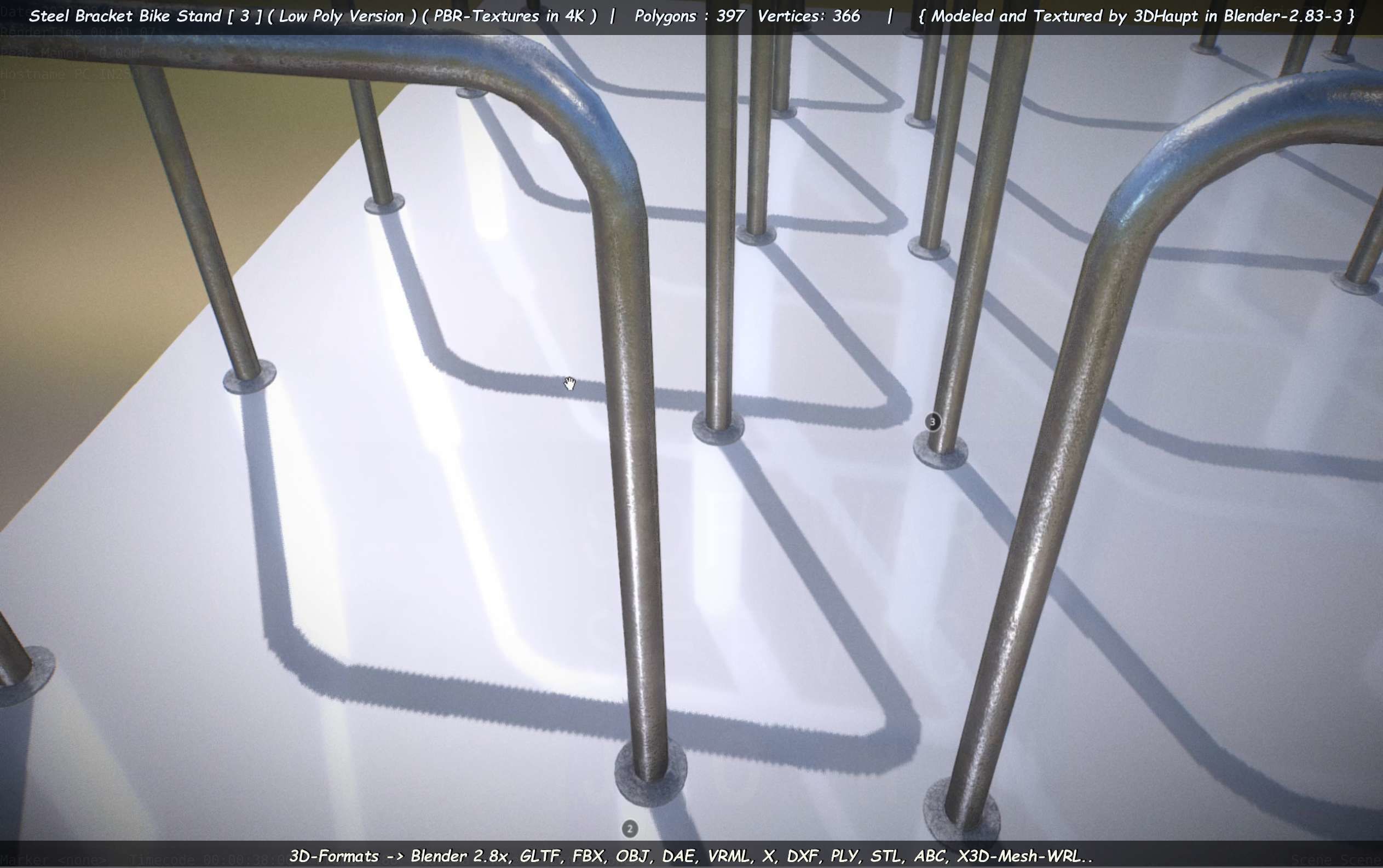 Steel Bracket Bike Stand -3- Low-Poly Version Low-poly 3D model_60