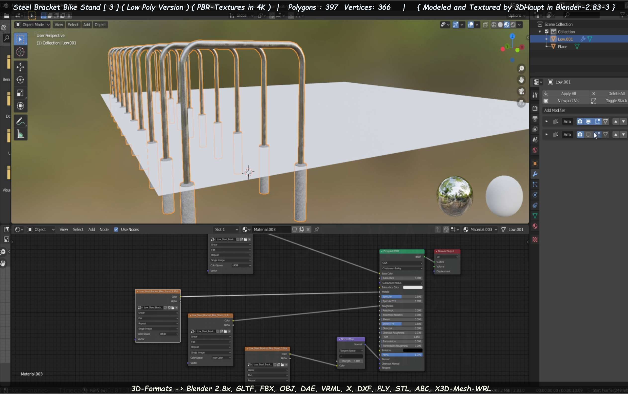 Steel Bracket Bike Stand -3- Low-Poly Version Low-poly 3D model_91