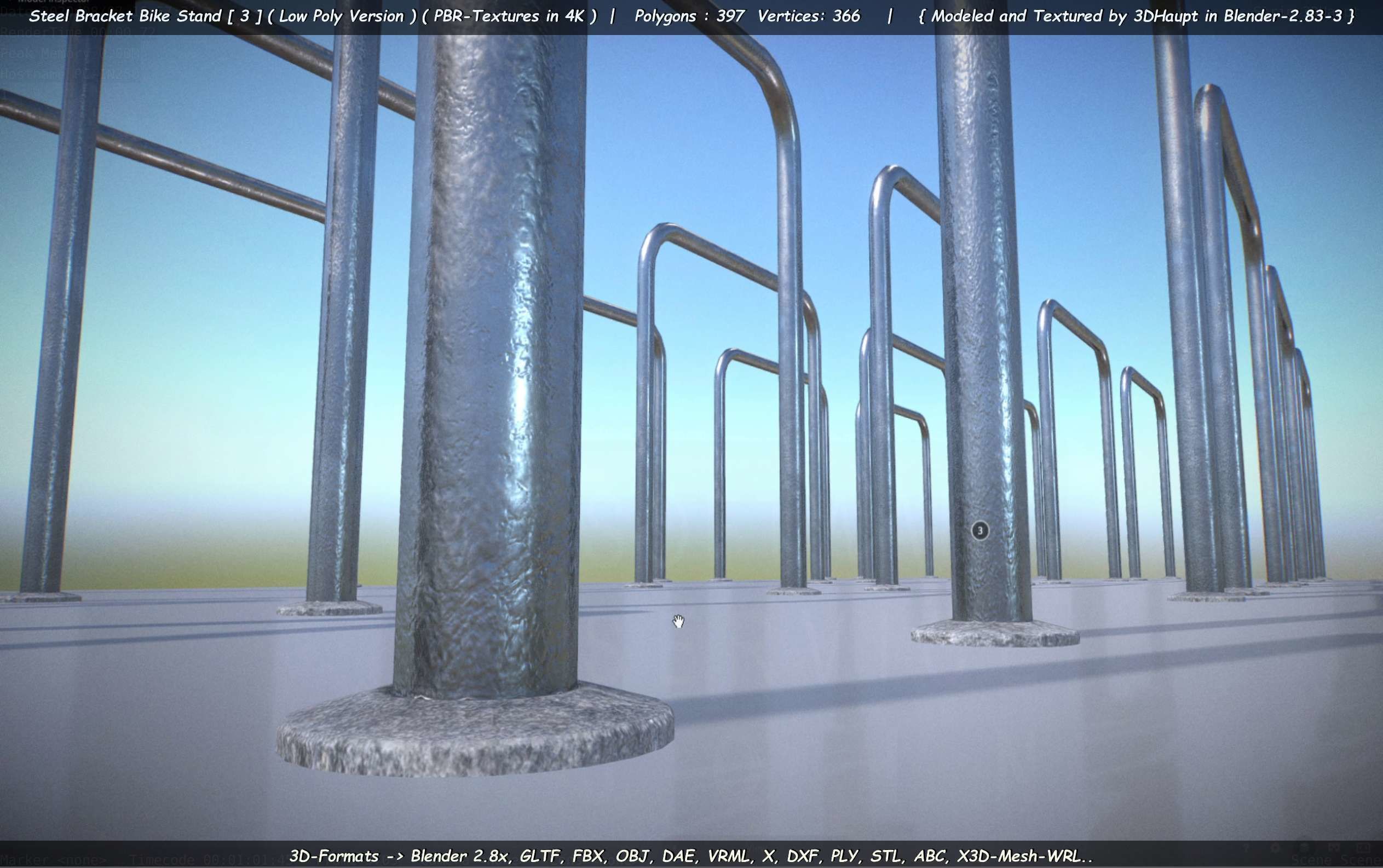 Steel Bracket Bike Stand -3- Low-Poly Version Low-poly 3D model_78