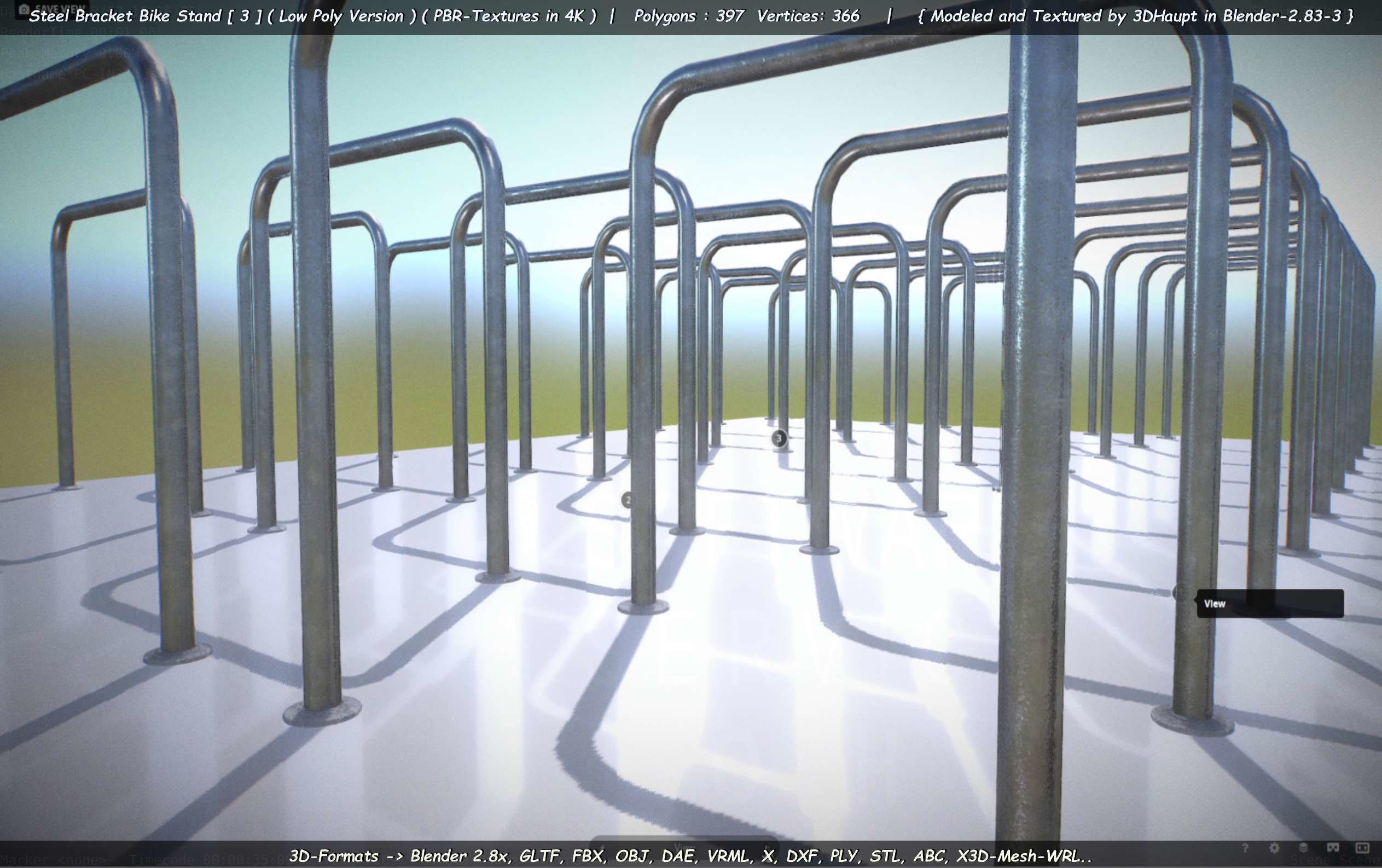 Steel Bracket Bike Stand -3- Low-Poly Version Low-poly 3D model_56