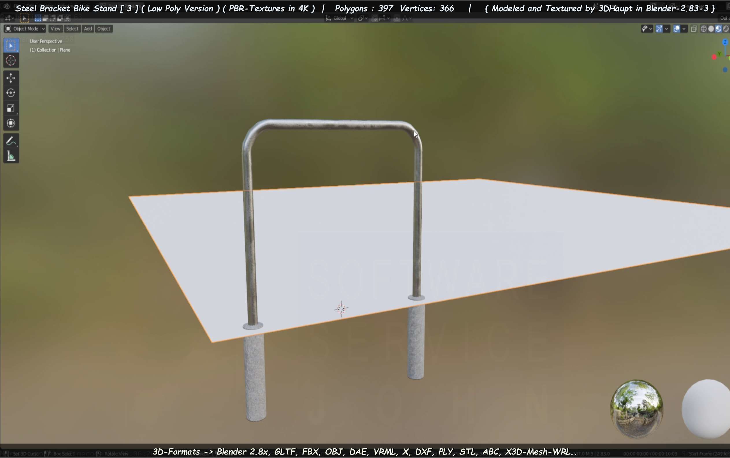 Steel Bracket Bike Stand -3- Low-Poly Version Low-poly 3D model_87