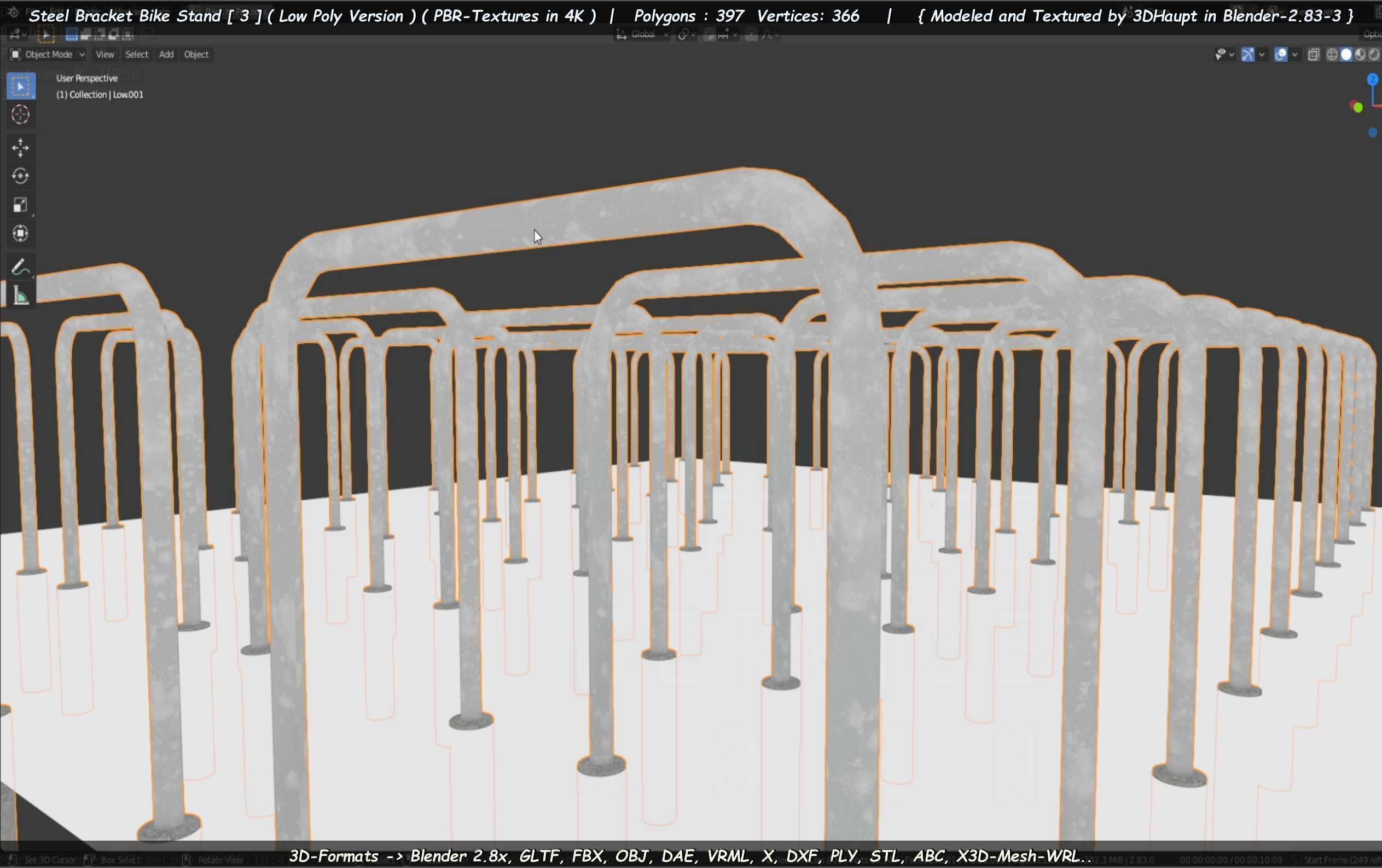 Steel Bracket Bike Stand -3- Low-Poly Version Low-poly 3D model_49