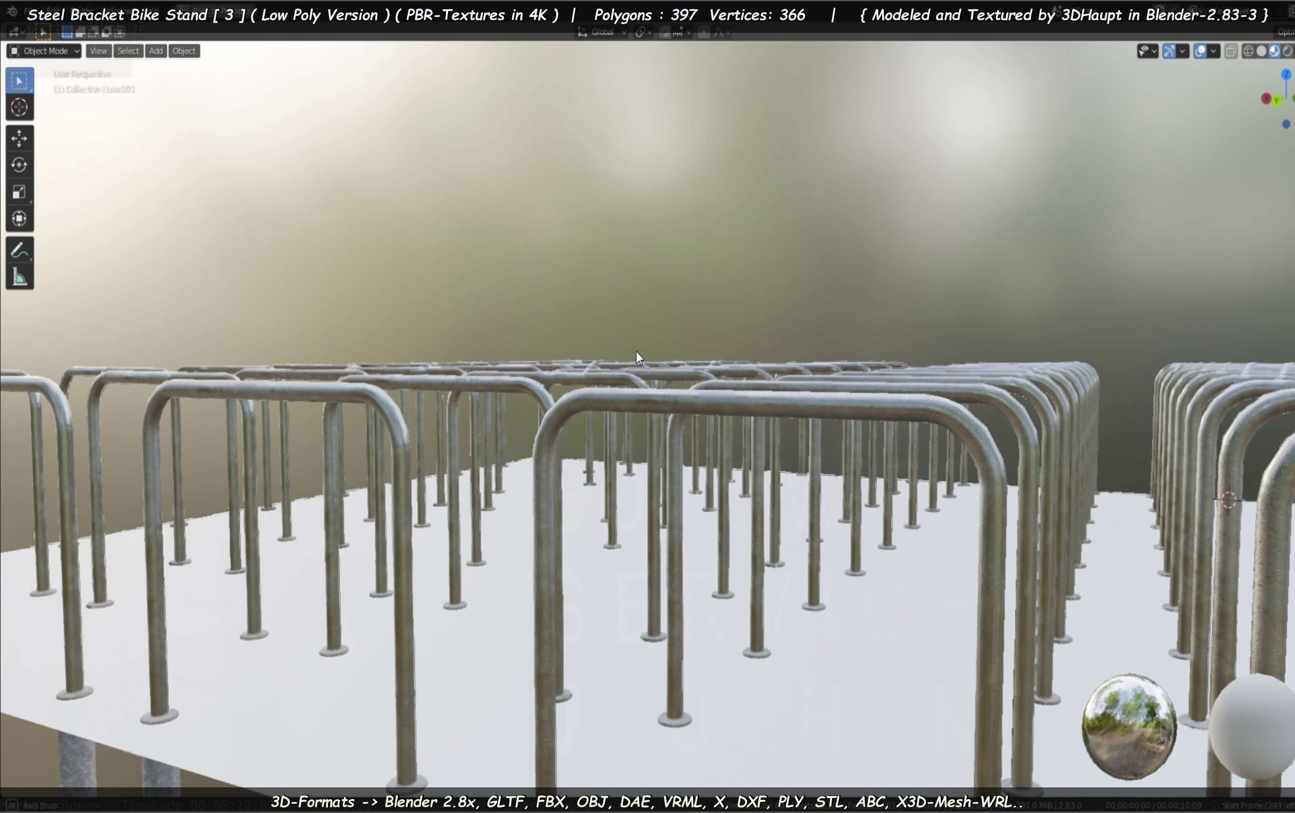 Steel Bracket Bike Stand -3- Low-Poly Version Low-poly 3D model_103