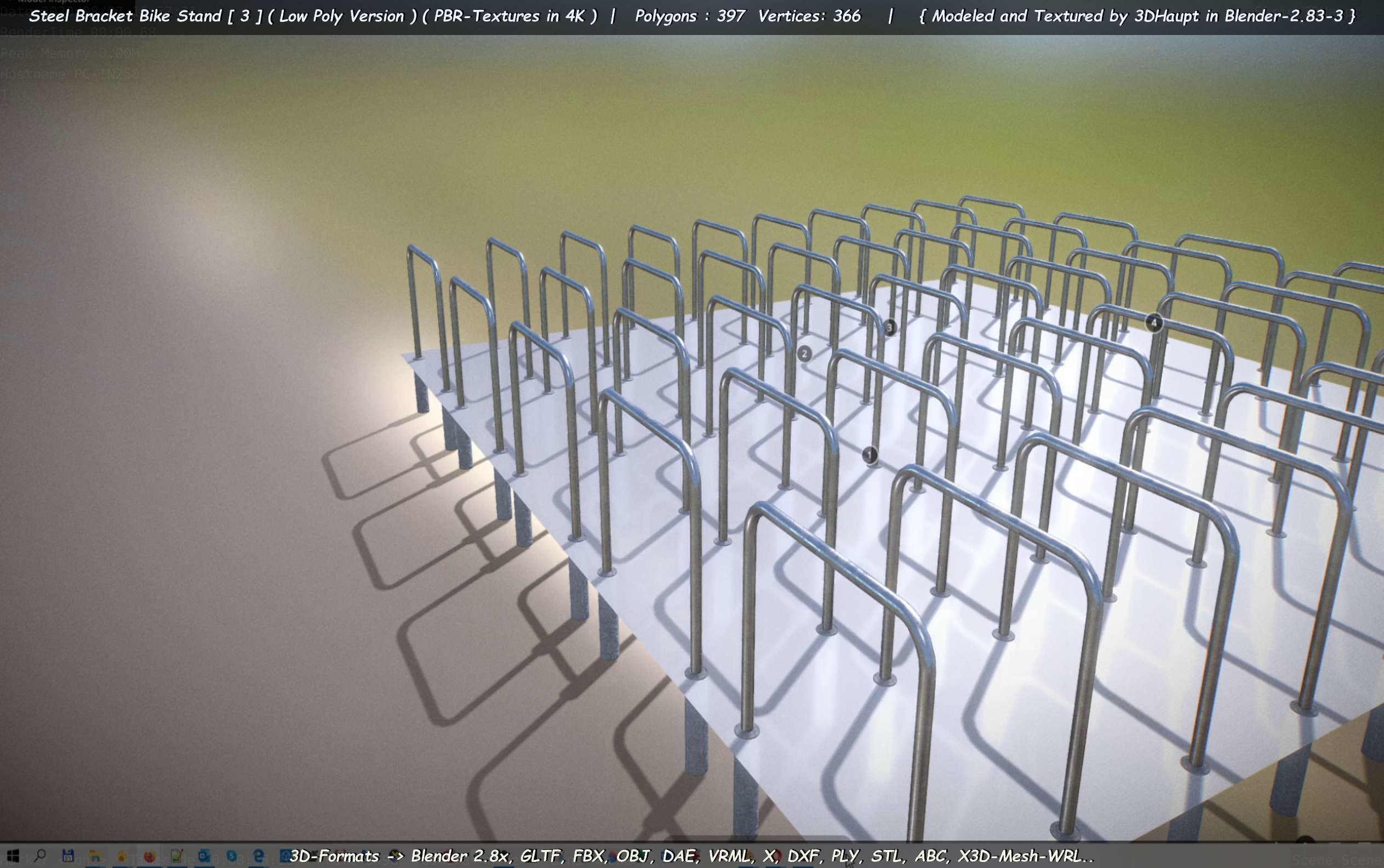 Steel Bracket Bike Stand -3- Low-Poly Version Low-poly 3D model_64