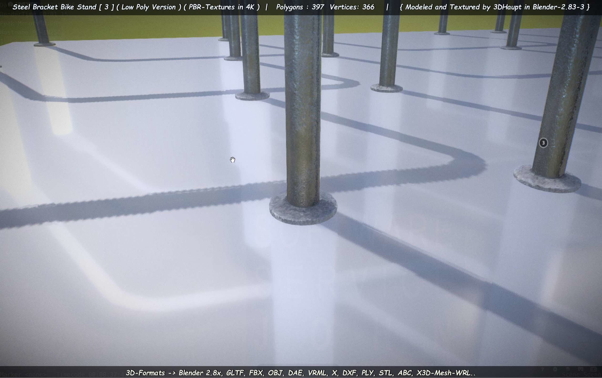 Steel Bracket Bike Stand -3- Low-Poly Version Low-poly 3D model_23