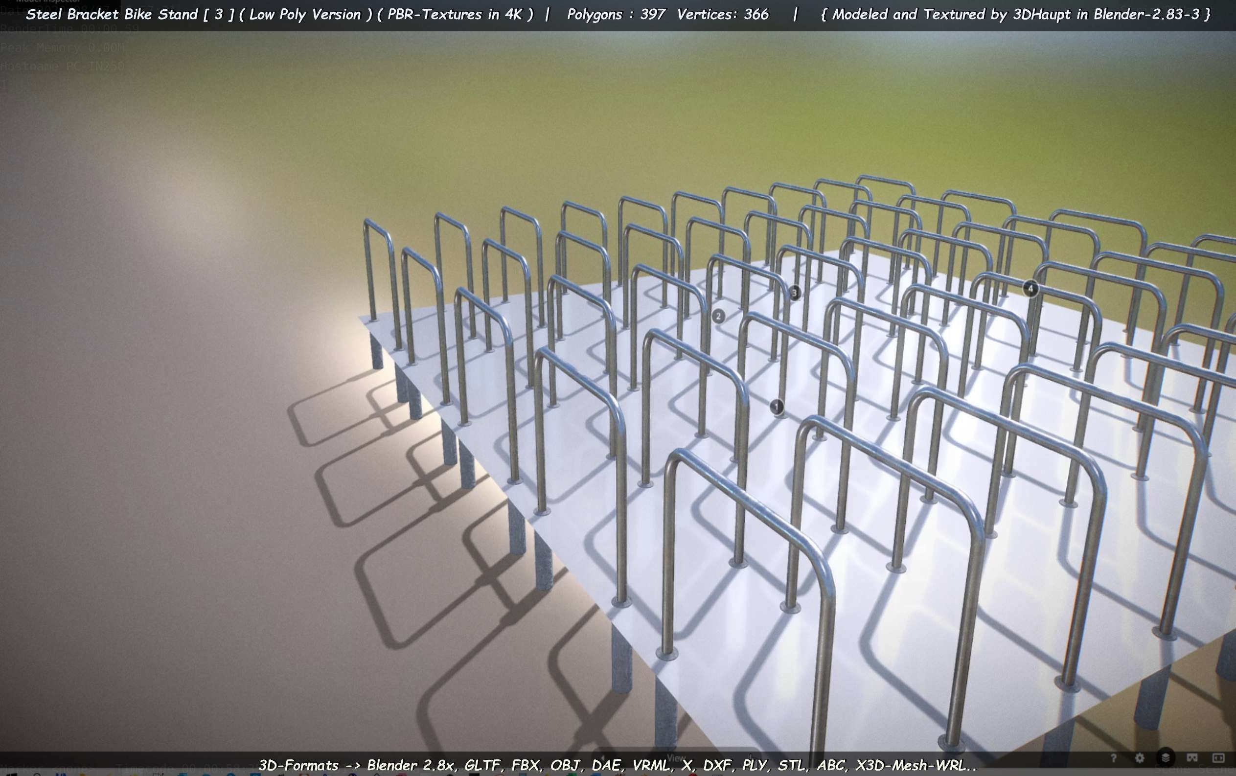 Steel Bracket Bike Stand -3- Low-Poly Version Low-poly 3D model_66