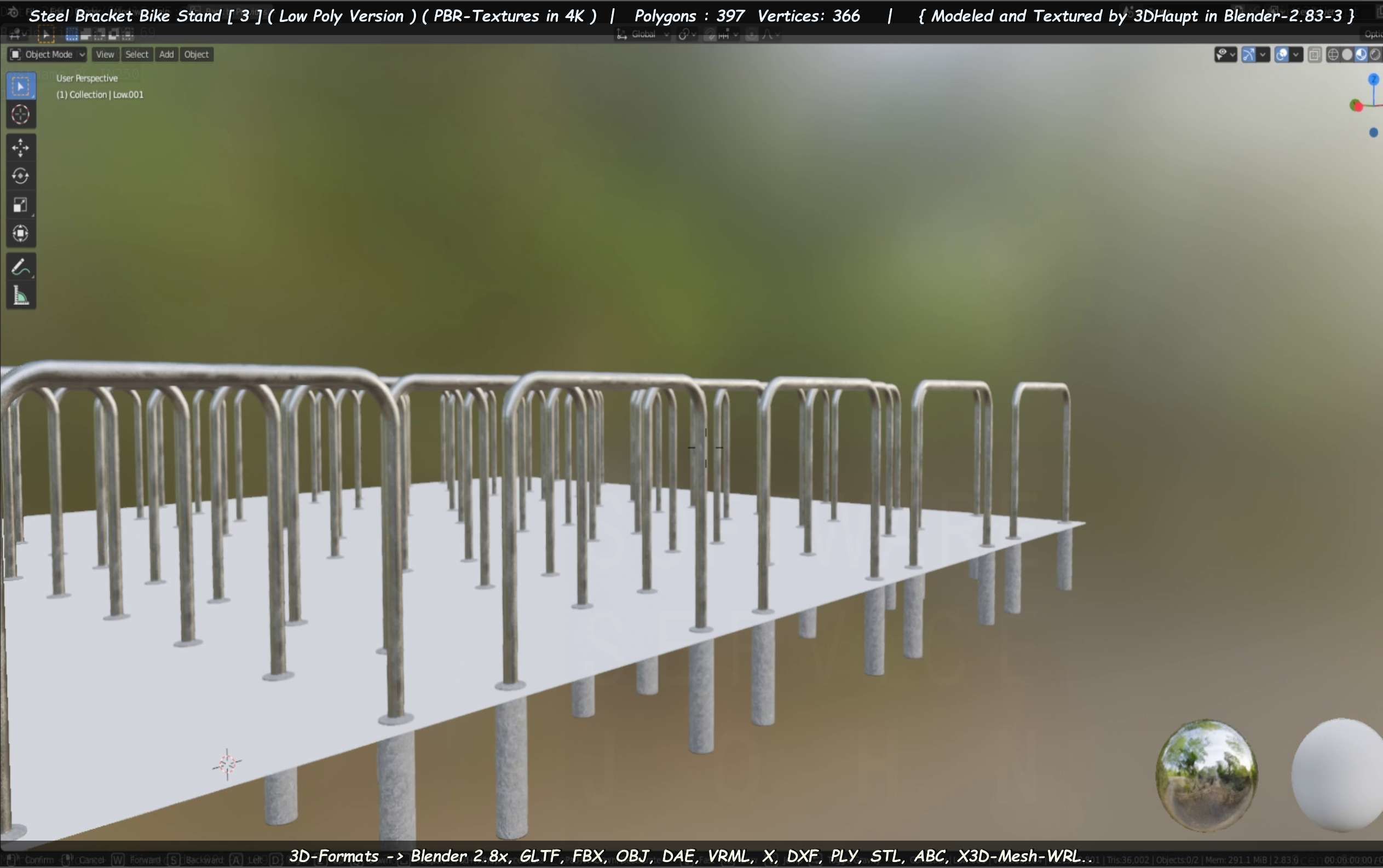 Steel Bracket Bike Stand -3- Low-Poly Version Low-poly 3D model_93