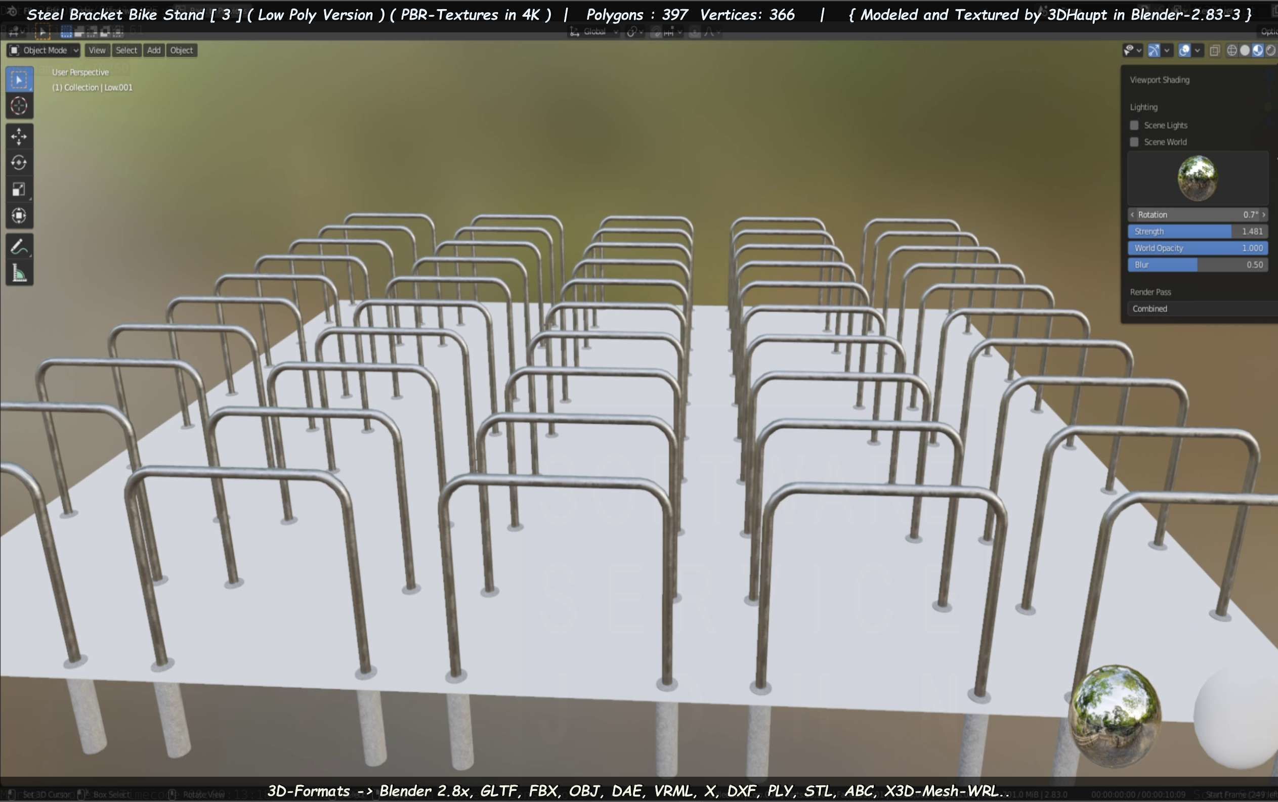 Steel Bracket Bike Stand -3- Low-Poly Version Low-poly 3D model_21