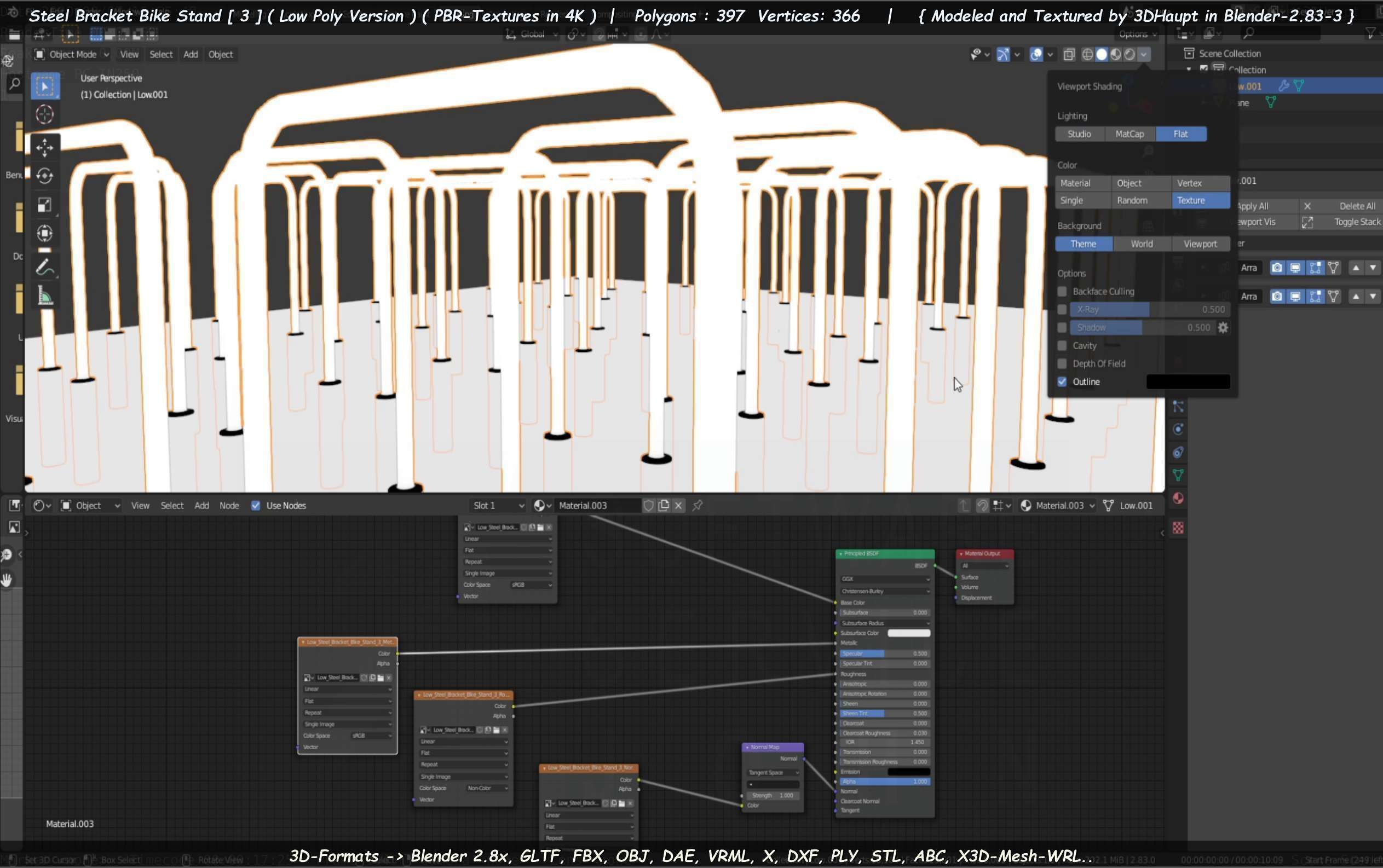 Steel Bracket Bike Stand -3- Low-Poly Version Low-poly 3D model_113