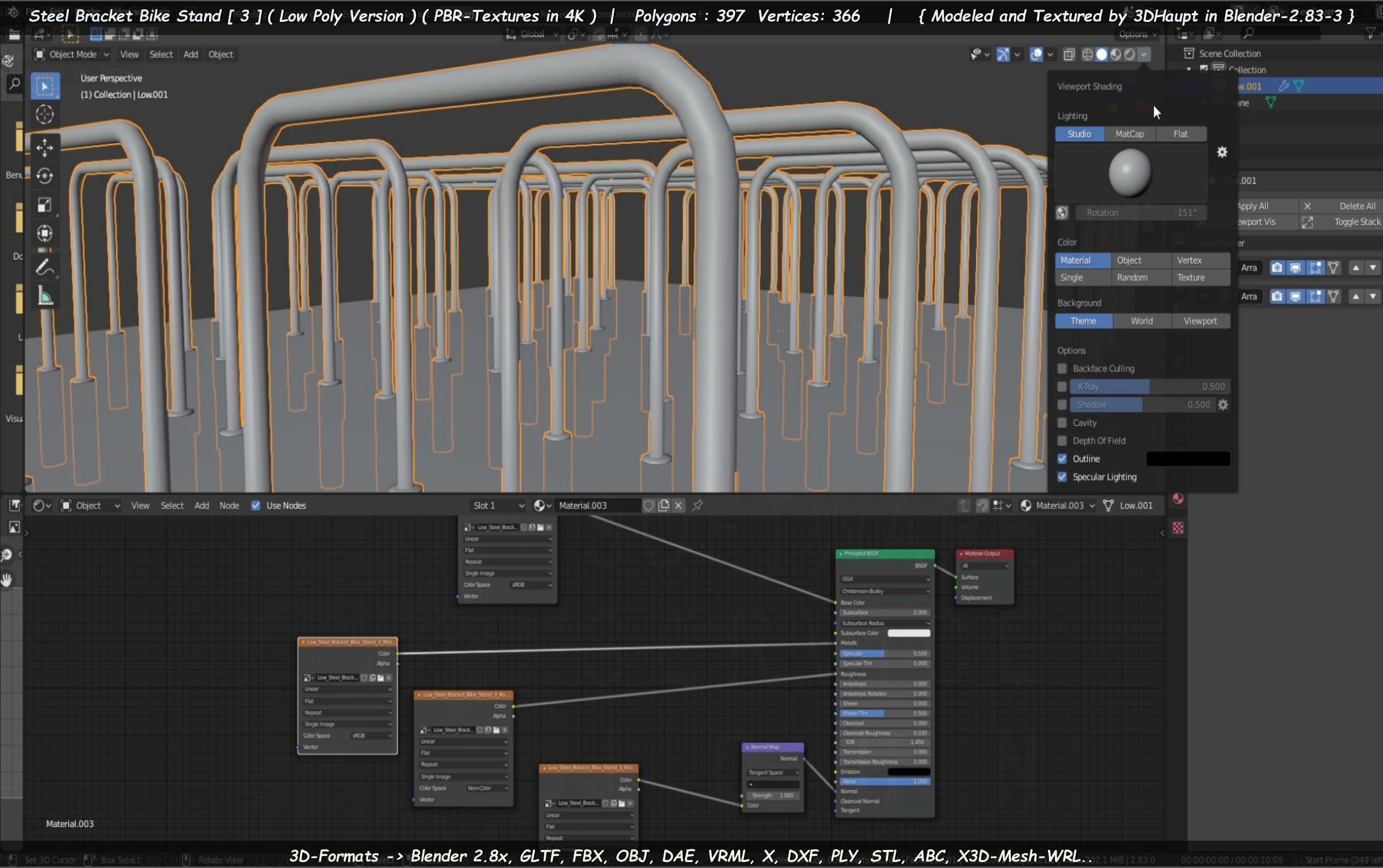 Steel Bracket Bike Stand -3- Low-Poly Version Low-poly 3D model_41