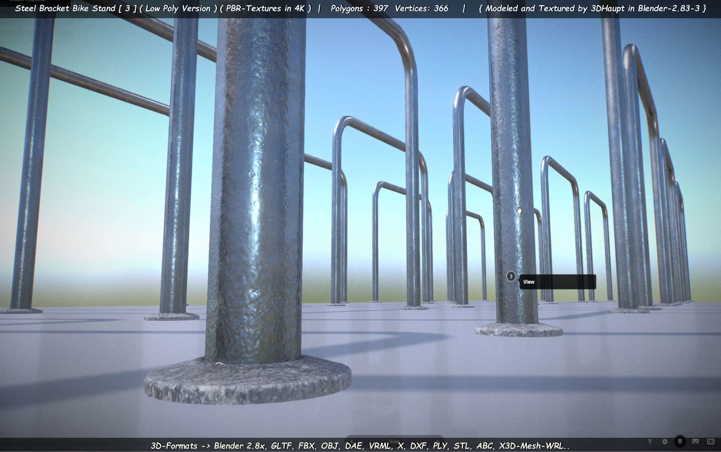 Steel Bracket Bike Stand -3- Low-Poly Version Low-poly 3D model_69